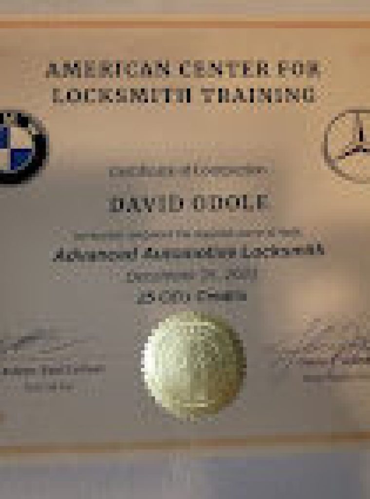 locksmith certifications for BMW and Mercedes